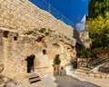 Burial chamber of Garden Tomb considered as place of burial and resurrection of Jesus Christ near Old City of Jerusalem, Israel Royalty Free Stock Photo