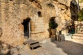 Burial chamber of Garden Tomb considered as place of burial and resurrection of Jesus Christ near Old City of Jerusalem, Israel Royalty Free Stock Photo