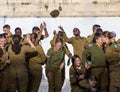 Israeli army IDF soldiers praying for peace at Western Wall in Jerusalem Old City during war with Hamas in Gaza that led