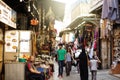 JERUSALEM, ISRAEL - October 13, 2013: Locals sell souvenirs on Jerusalem street Bazaar