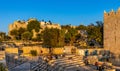 Northern ancient walls above ZedekiahÃ¢â¬â¢s Cave aside Damascus Gate leading to Muslim Quarter of Jerusalem Old City in Israel Royalty Free Stock Photo