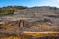 Jewish cemetery at western slopes of Mount of Olives with Absalom Monument and ZechariahÃ¢â¬â¢s tomb in Jerusalem in Israel Royalty Free Stock Photo