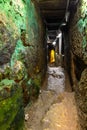 Siloam Tunnel underground path underneath ancient City of David in Kidron Valley aside of Jerusalem Old city in Israel Royalty Free Stock Photo