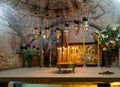 Tomb of Mary holy place in Church of the Sepulchre of Saint Mary, known as Tomb of Virgin Mary, near Jerusalem, Israel Royalty Free Stock Photo