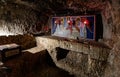 Underground Greek Orthodox Partorium Church, Prison of Christ at Via Dolorosa street in Jerusalem Old City in Israel