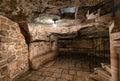 Underground Greek Orthodox Partorium Church, Prison of Christ at Via Dolorosa street in Jerusalem Old City in Israel
