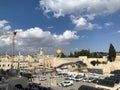 View of the square in front of the Western Wall and the Dome on the Rock mosque in Jerusalem