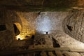 Western Wall underground Tunnel with Second Temple period street along Temple Mount walls in Jerusalem Old City in Israel