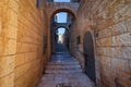 . An old and ancient alley paved with stone tiles, in the Jewish Quarter - in the Old City of Jerusalem - Israel Royalty Free Stock Photo