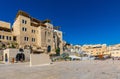 Panoramic view of Jewish quarter and Zion Mount beside Western Wall Plaza square and Holy Temple Mount in historic Old City of
