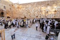 People pray the morning prayer of the week of Passover at the Western Wall Royalty Free Stock Photo