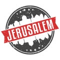 Jerusalem Israel Round Travel Stamp Icon Skyline City Design Seal Badge Illustration Clipart.