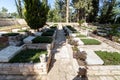 Rows of graves of soldiers who fell in the Israeli wars, in the military cemetery on Mount Herzl