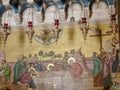 JERUSALEM, ISRAEL- SEPTEMBER, 20, 2016: close shot of a mosaic in the church of the holy sepulchre in jerusalem Royalty Free Stock Photo