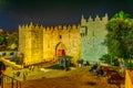 JERUSALEM, ISRAEL, SEPTEMBER 6, 2018: Night view of Damascus gate in Jerusalem, Israel Royalty Free Stock Photo