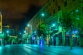 JERUSALEM, ISRAEL, SEPTEMBER 7, 2018: Night view of Jaffa street in Jerusalem, Israel Royalty Free Stock Photo