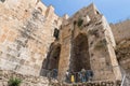 Part of the wall of the temple mountain near the Dung Gate in the Old City in Jerusalem, Israel Royalty Free Stock Photo