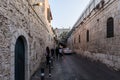 Quiet street in the evening in the old city of Jerusalem near the Tower of David, Israel Royalty Free Stock Photo