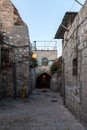 Quiet street in the evening in the old city of Jerusalem near the Tower of David, Israel Royalty Free Stock Photo
