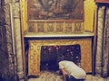 JERUSALEM, ISRAEL- SEPTEMBER, 22, 2016: worshiper at the star in the church of the nativity, bethlehem Royalty Free Stock Photo