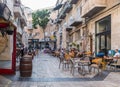 Street restaurant on one of the quiet streets of the city in Jerusalem, Israel