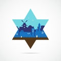 Jerusalem Israel skyline silhouette flat design