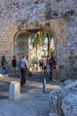 Jerusalem, Israel 15th September 2017 Tourist pass through the gate in the old city of Jerusalem