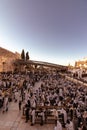 top view of People pray the morning prayer of the week of Passover at the Western Wall Royalty Free Stock Photo