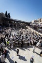 Top view of the Western Wall in the morning prayer, early in the morning on Passover, Royalty Free Stock Photo