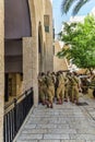 Jerusalem - Israel-12-05-2019 View of a group of soldiers who are gathering in the old Jewish quarter to listen to what their lead