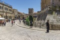 Jerusalem Israel 12-052019 View of a street in Jerusalem`s Old Town with the tower of David.