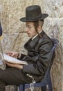 Jerusalem, Israel - 2019-04-26 - Young orthodox Jew studies holy book