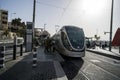 Jerusalem Light Rail tram train on Jaffa road. JERUSALEM, ISRAEL. 24 October 2018 Royalty Free Stock Photo