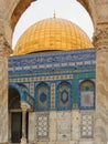 A fragment of the Dome of the Rock, a Muslim Shrine on the Temple mount in the Old City of Jerusalem