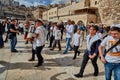 Jerusalem - 15 November, 2016: Many people participate Bar Mitzva celebration at old Jerusalem