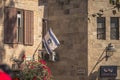 Jerusalem - October 04, 2018: Israeli flag in the Old City of Jerusalem, Israel Royalty Free Stock Photo