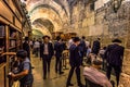 Jerusalem - October 03, 2018: Jews praying in the Western Wall in the old City of Jerusalem, Israel Royalty Free Stock Photo