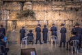 Jerusalem - October 03, 2018: Jews praying in the Western Wall in the old City of Jerusalem, Israel Royalty Free Stock Photo