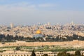 Jerusalem Old city cityscape panorama with Dome of the Rock with gold leaf on Temple Mount and Rotunda of Church of the Holy Royalty Free Stock Photo