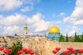 Jerusalem Old City, panoramic view of Western Wall and Dome of the Rock, Israel Royalty Free Stock Photo
