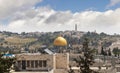 View to Jerusalem Old city, the Temple Mount, Dome of the Rock and Mount of Olives in Jerusalem, Israel. Royalty Free Stock Photo