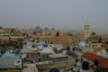 Jerusalem panoramic roof view in time of sand storm.