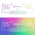 Jerusalem skyline. Colorful linear style.