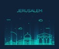 Jerusalem skyline trendy vector linear style