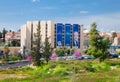 Jerusalem street with a campaign billboard on a building Royalty Free Stock Photo