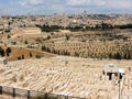 Jerusalem, View of Jewish Cemetery and Old City with city walls, Golden Dome of the Rock, Israel Royalty Free Stock Photo