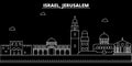 Jerusalim silhouette skyline. Israel - Jerusalim vector city, israeli linear architecture, buildings. Jerusalim travel