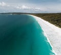 Jervis bay Panorama Aerial Drone Picture of the white sand Hyams beach in New South Wales, Australia Royalty Free Stock Photo