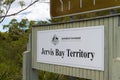 Jervis Bay Territory sign at the entrance point in Jervis Bay National Park, one of Australia`s most popular seaside destination Royalty Free Stock Photo