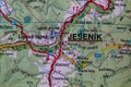 Jesenik, Czechia, on a road m Royalty Free Stock Photo